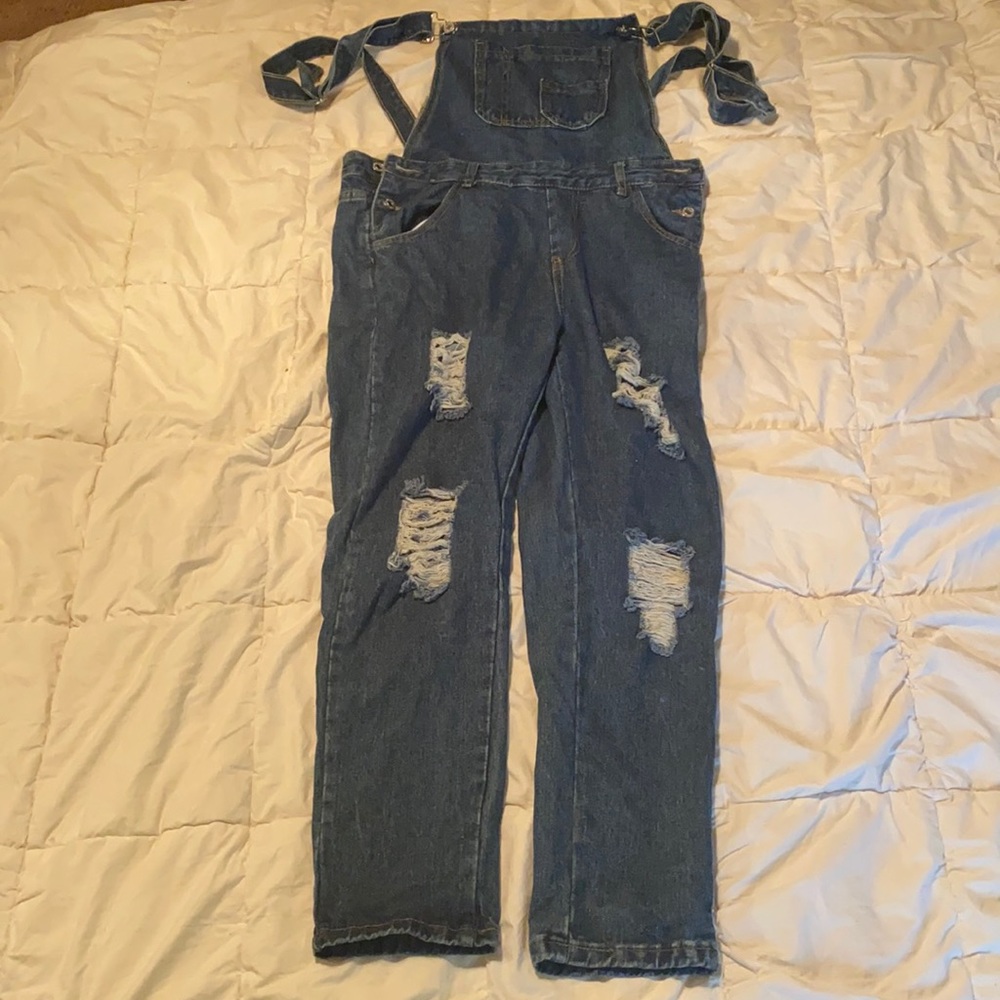 Levi’s Strauss size large girls distressed bibs